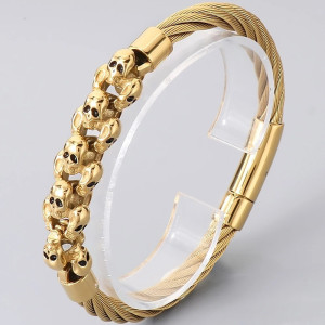 Bracelet Tête de Mort Chaîne des Souverains Couleur Or