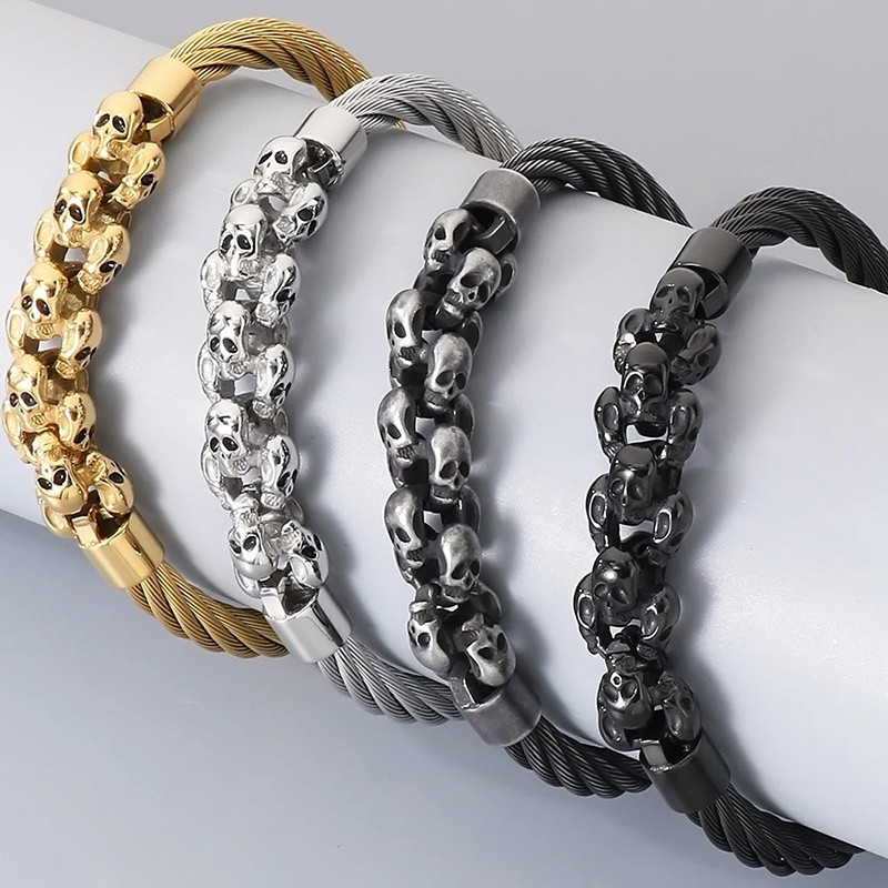 Bracelet Tête de Mort Chaîne des Souverains - 4 couleurs au choix !