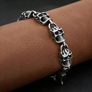 Bracelet  Tête de Mort Flammes Infernales