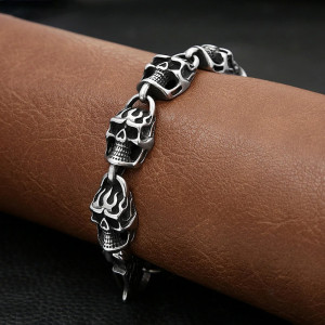 Avant Bracelet  Tête de Mort Flammes Infernales