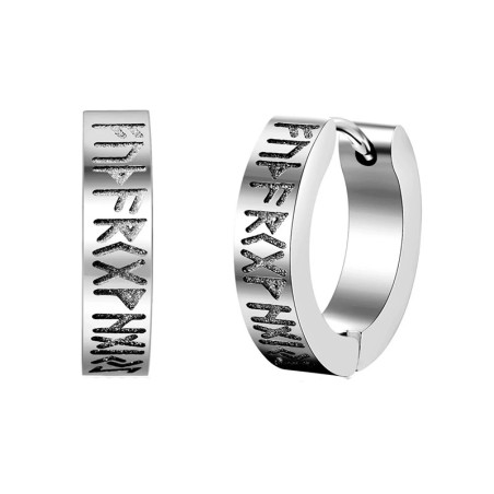 Boucles d’Oreilles Nordiques - Runes du Corbeau (Couleur Argent