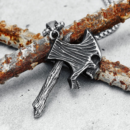 Collier Tête de Mort Hache de l'enfer "Le Bourreau"