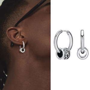 Vue Portee Boucles d’Oreilles Viking Créoles Viking - Tresse d’Odin