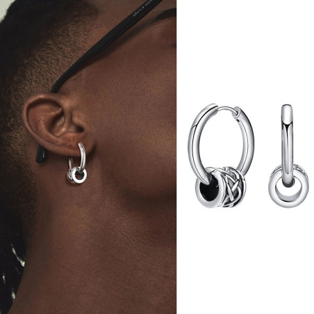 Vue Portee Boucles d’Oreilles Viking Créoles Viking - Tresse d’Odin