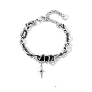 Bracelet Rock Gothique - Croix du Sceau Intérieur Couleur Noir
