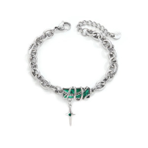 Bracelet Rock Gothique - Croix du Sceau Intérieur Couleur Vert