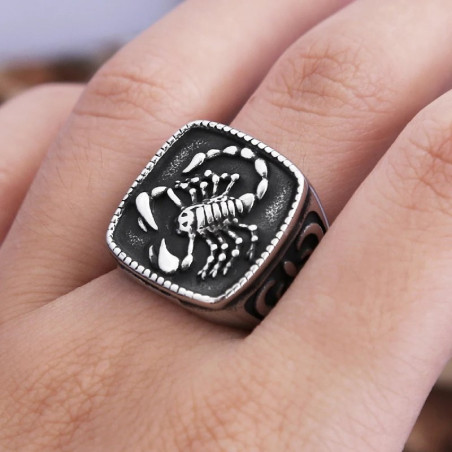 Vue portée de la Bague Rock Goth Scorpion Le Gardien du Secret