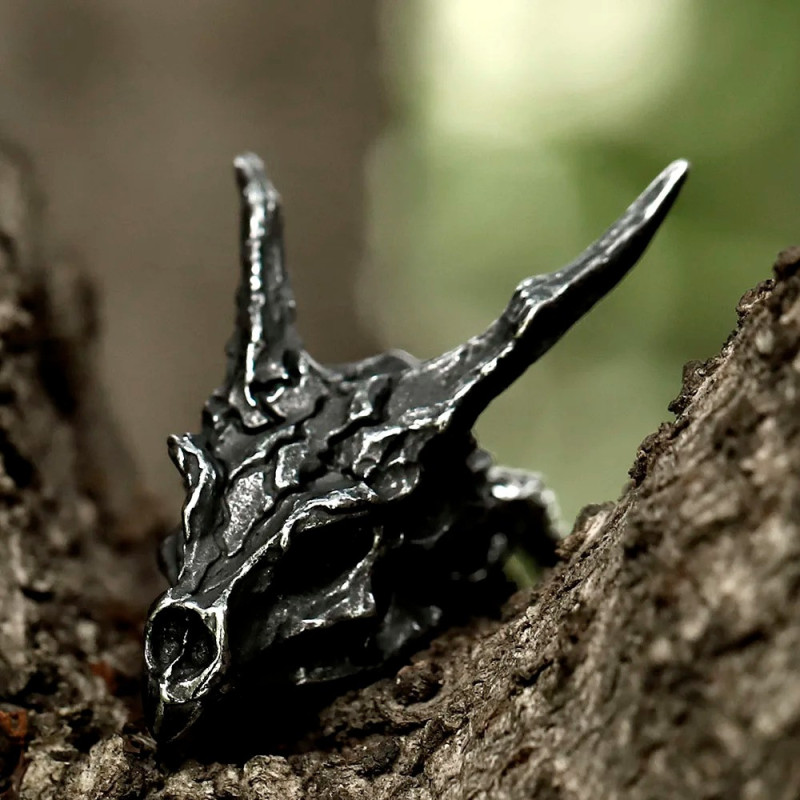 Collier Tête de Mort Dragon - Crâne Draconique Ancestral