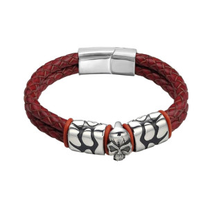 Bracelet Tête de Mort "Crâne de la Forge" Couleur Rouge