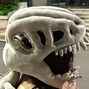 Vue côté de la Tête de Squelette de Dinosaure Peluche