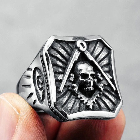 Avant Bague Maçonnique Chevalière "THE ARCHITECT" - L'Équerre pour la Droiture