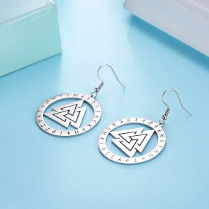 Boucles d’Oreilles Viking "Cercle Runique du Valknut" Bijoux Nordique