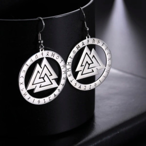 Boucles d’Oreilles Viking "Cercle Runique du Valknut"