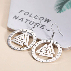 Vue Laterale Boucles d’Oreilles Viking "Cercle Runique du Valknut"