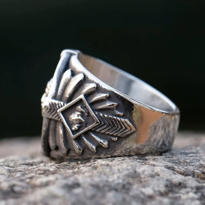 Bague Indiens Chevalière "APACHE -  L'Esprit des Plaines"
