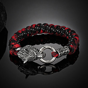 Bracelet Viking Loup "Croc du Prédateur" Couleur Argent