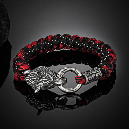 Bracelet Viking Loup "Croc du Prédateur" Couleur Argent