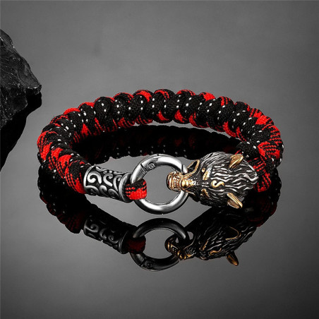 Bracelet Viking Loup "Croc du Prédateur" Couleur Or