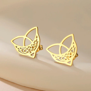 Boucles d’Oreilles Viking - Cercle d’Odin au Valknut Sacré Couleur  Or