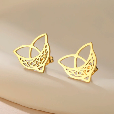 Boucles d’Oreilles Viking - Cercle d’Odin au Valknut Sacré Couleur  Or