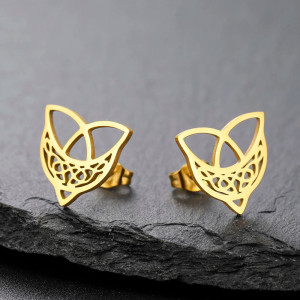 Boucles d’Oreilles Viking - Cercle d’Odin au Valknut Sacré Couleur Or