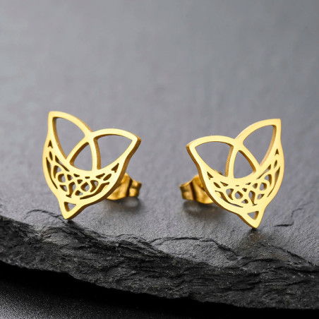 Boucles d’Oreilles Viking - Cercle d’Odin au Valknut Sacré Couleur Or