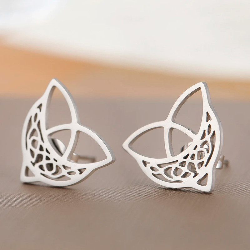 Boucles d’Oreilles Viking - Cercle d’Odin au Valknut Sacré Couleur Argent