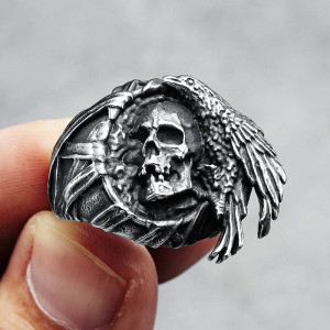 Bague Corbeau "THE RAVEN ou le Messager de l'Ombre"