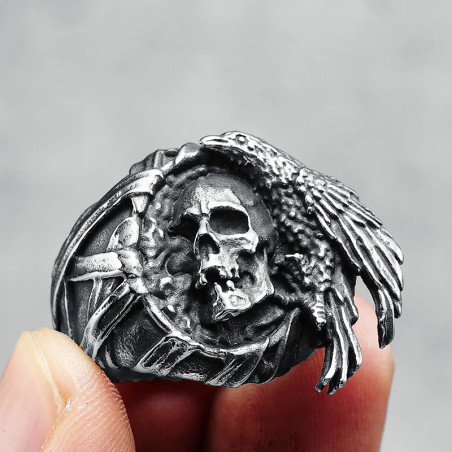 Avant Bague Corbeau "THE RAVEN ou le Messager de l'Ombre"