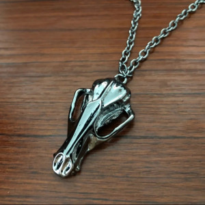 Avant Collier Crâne Goth Rock "Le Raven"