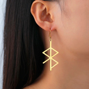 Vue portee Boucles d’Oreilles Viking "Rune de l’Éveil" Couleur Or