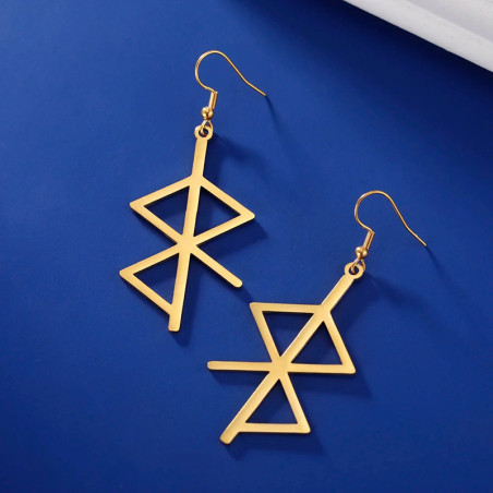 Boucles d’Oreilles Viking "Rune de l’Éveil" Couleur Or