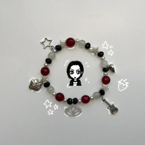 Bracelet Perles Goth Kawaii "Cute Chaos" Couleur Rouge