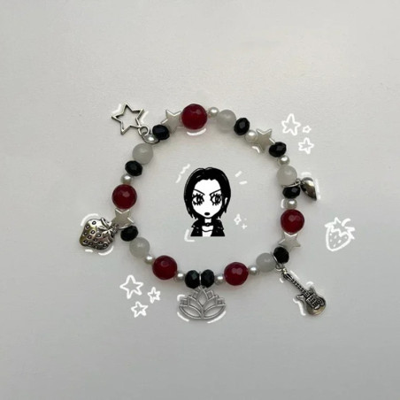 Bracelet Perles Goth Kawaii "Cute Chaos" Couleur Rouge