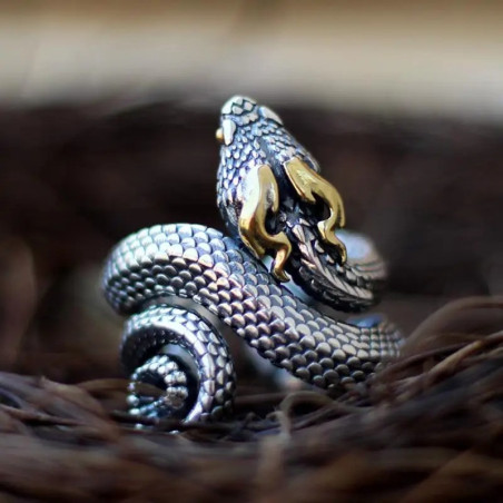Avant Bague Serpent Anneau Ajustable "BASILISK Le Roi des Reptiles"