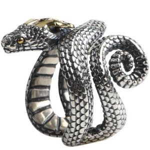 Vue Generale Bague Serpent Anneau Ajustable "BASILISK Le Roi des Reptiles"