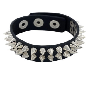 Bracelets Spikes en Cuir Noir Modele 2