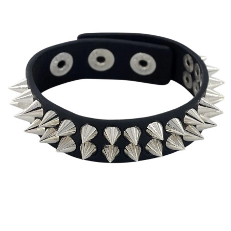 Bracelets Spikes en Cuir Noir Modele 2