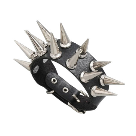 Bracelets Spikes en Cuir Noir Modele 3