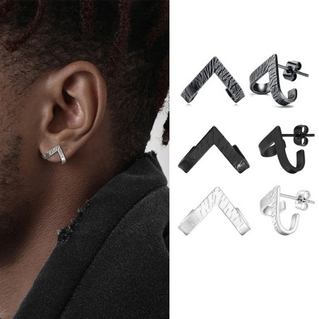 Vue portee Boucles d’Oreilles Viking "Angle de Tyr" - 3 couleurs au choix !