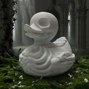 Vue de cote Canard de Bain Tête de Mort "Squelette de l'Enfer"