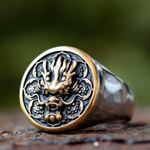 Bague Tête de Dragon de l’Outre-Tombe Couleur or