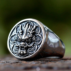 Bague Tête de Dragon de l’Outre-Tombe Couleur Argent