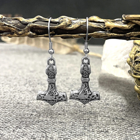 Avant Boucles d’Oreilles Viking "Marteau de Thor"