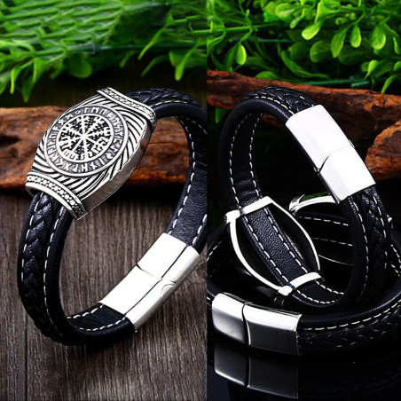 Bracelet Viking Vegvísir - Boussole Runique "Triple Triangle des Morts'