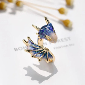 Bague Dragon Astral aux Ailes d’Éther Couleur Bleu