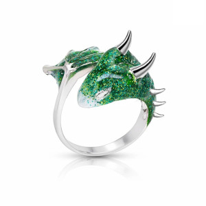 Bague Dragon Astral aux Ailes d’Éther Couleur Vert