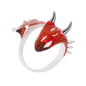 Bague Dragon Astral aux Ailes d’Éther Couleur Rouge