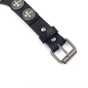 Vue detaille Bracelet Biker Aigle Royal "Black Leather Cross"
