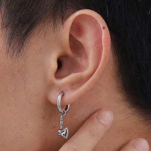 vue Portee Boucles d’Oreilles Viking "Hache des Drakkars"